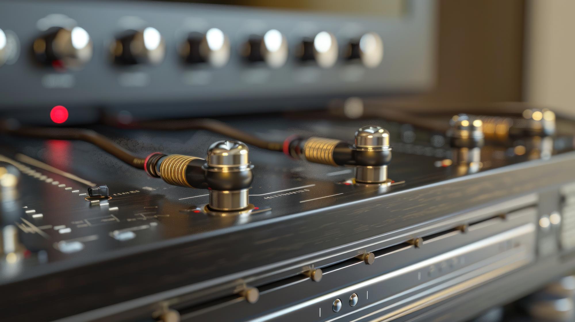 traseiro av Amplificador eletrônico Detai com cabo de tomada Materiais audiovisuais