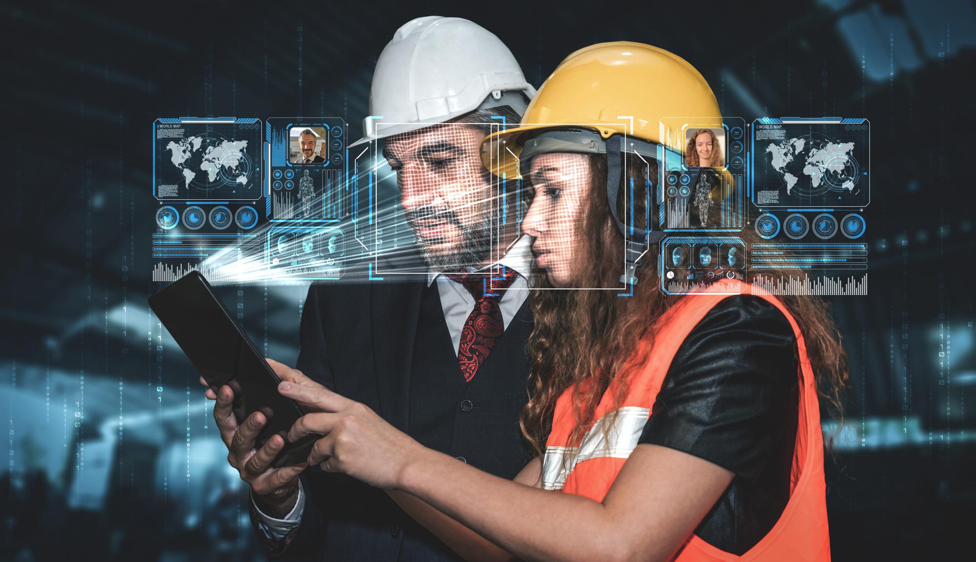 Tecnologia de reconhecimento facial para o trabalhador da indústria acessar o controle da máquina