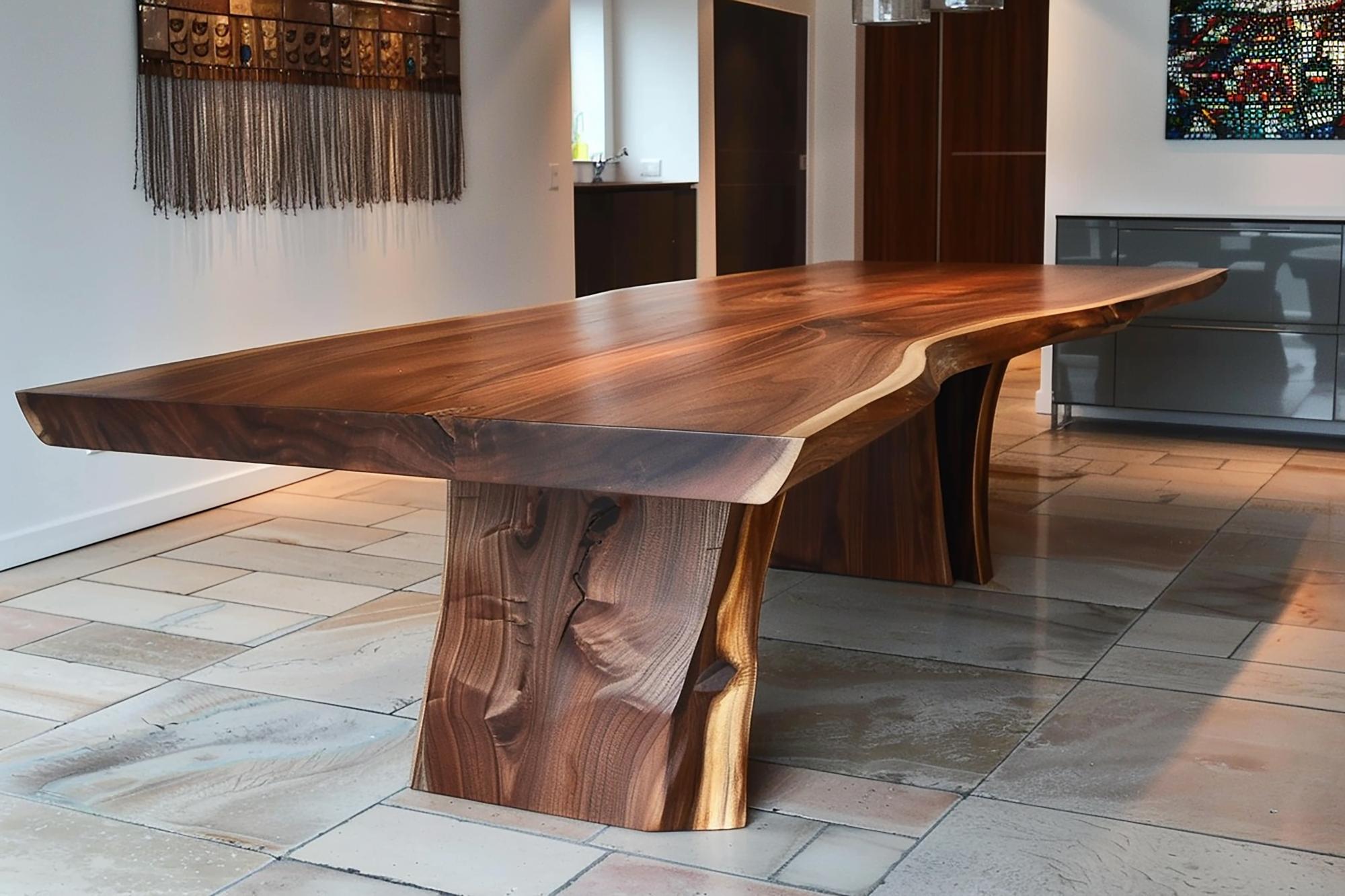 Foto de uma mesa de jantar confortável, moderna e elegante com nozes