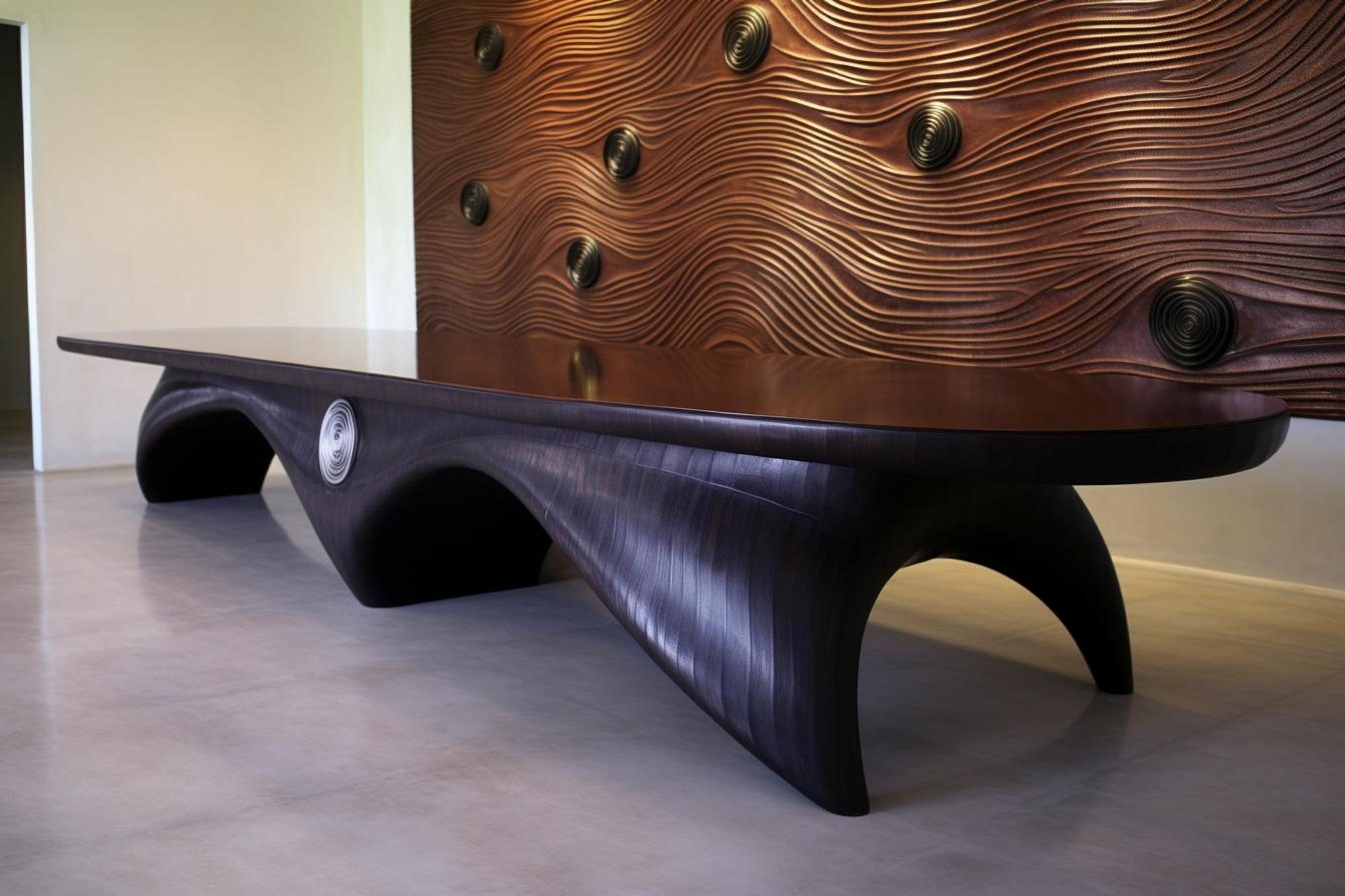 mesa de conferência rectangular artística com curvas