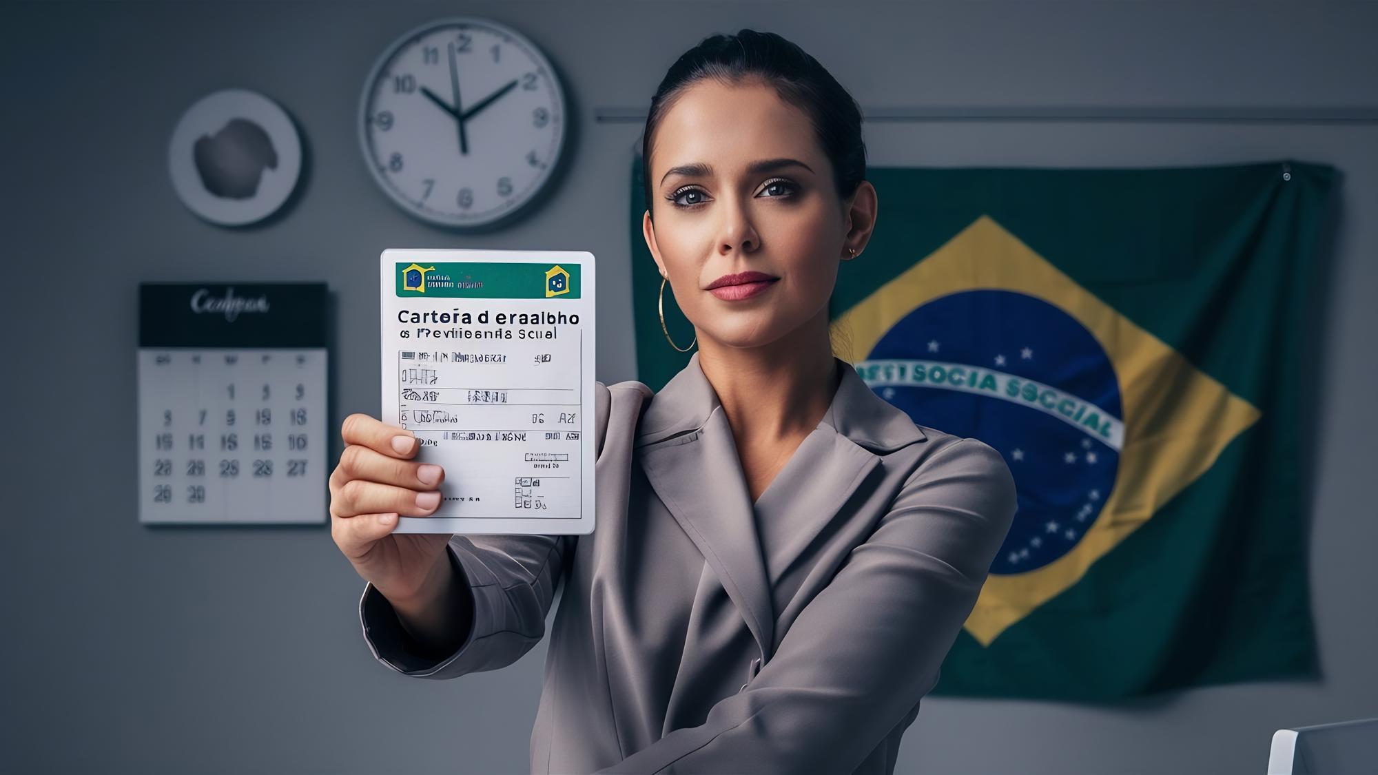 Mulher brasileira com documento de trabalho e segurança social carteira de trabalho e previdência social