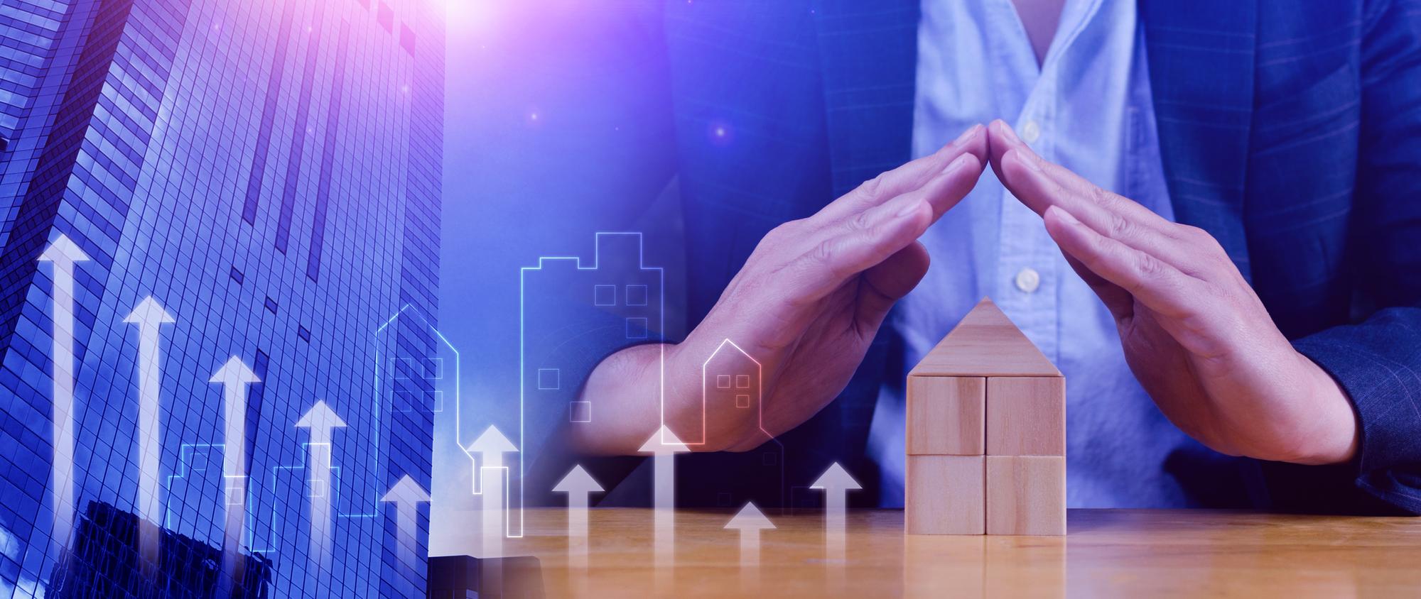 Análise de marketing de investimento imobiliário Crescimento negócio imobiliário aumento de preços de venda de terras impostos planejamento aumento de lucros fazendo conceito de negócios prosperidade e gestão de ativos para o fundo