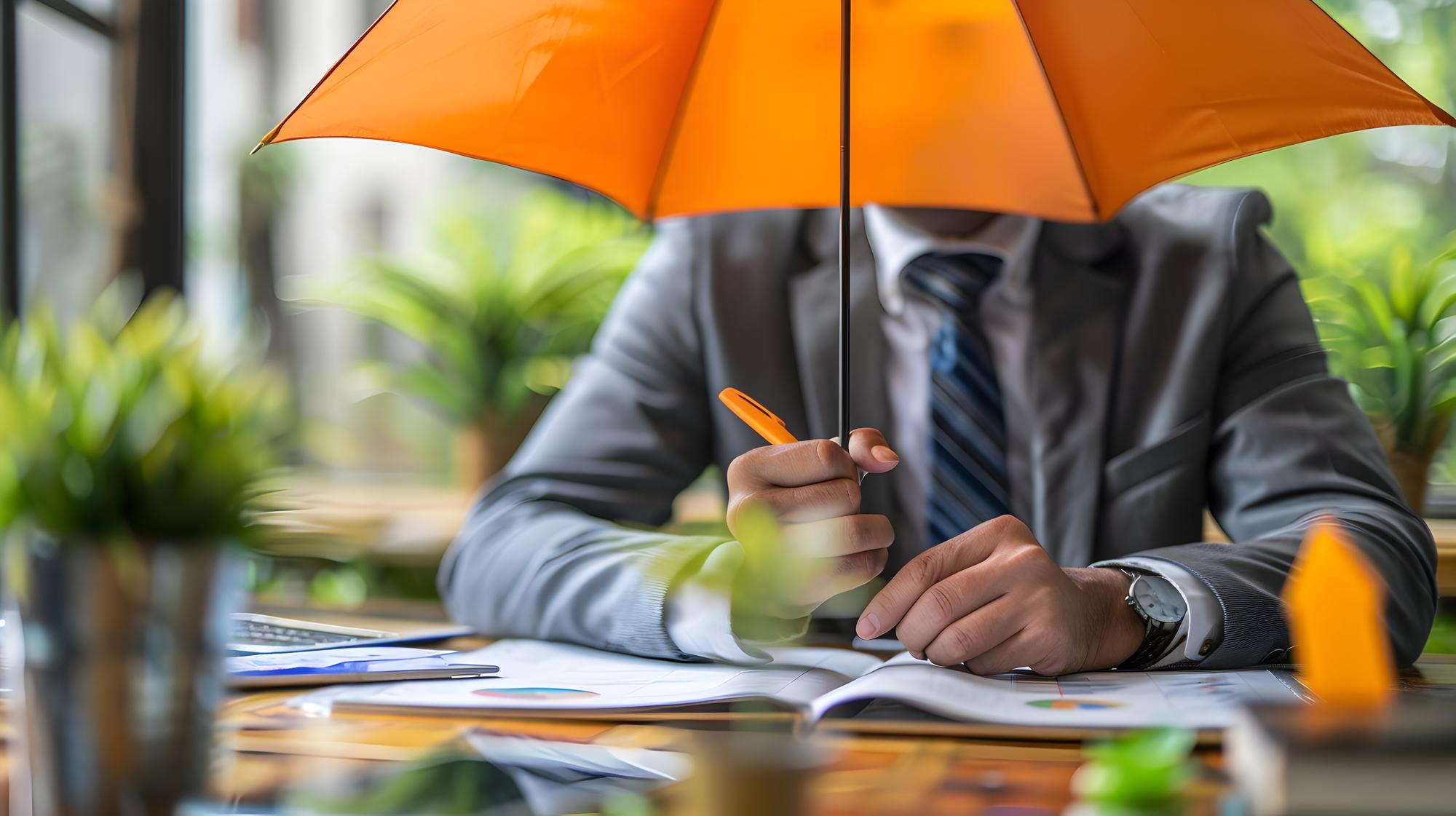 Conceito fotorrealista de um proprietário de uma empresa discutindo seguros com um agente Ilustrando a importância