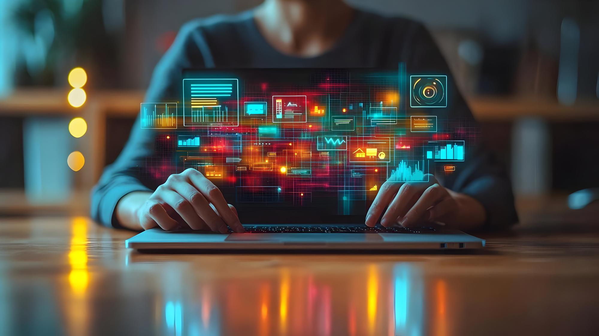 Ilustração de tecnologia de inteligência de negócios Análise de dados Gráficos e gráficos para estratégia de negócios e crescimento financeiro