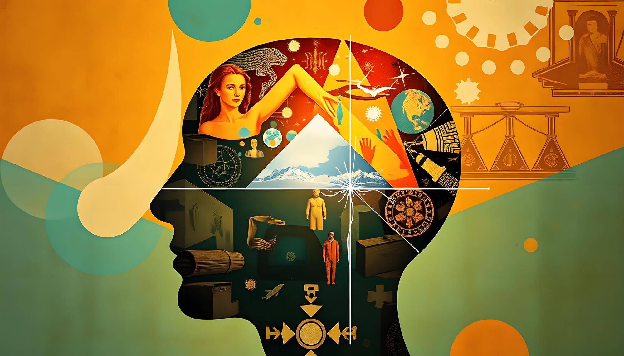 Terapia psicológica e proteção da saúde mental colagem de arte isolada com destaques brancos
