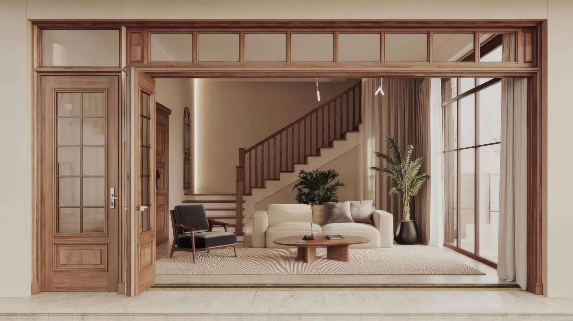 Modern classical interior de construção cena 3d render