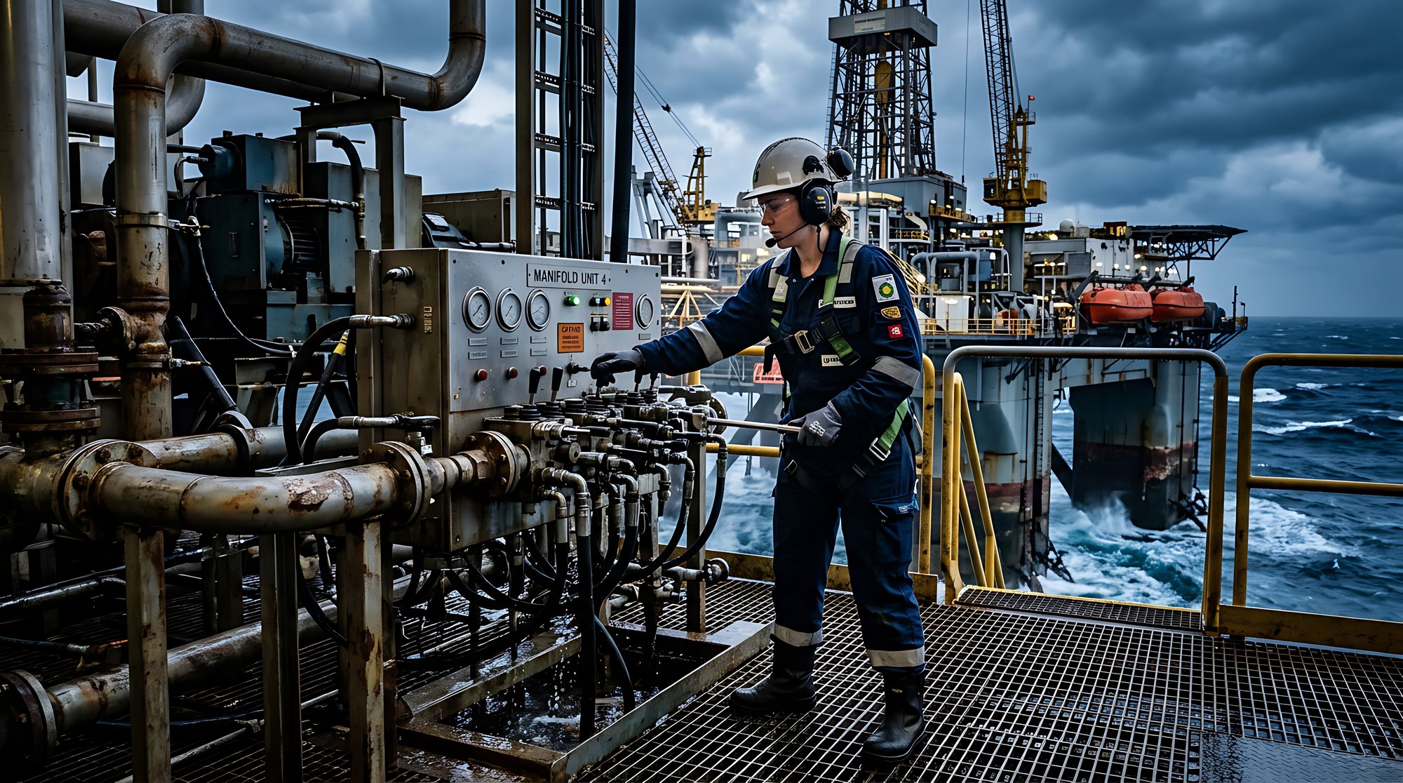 Trabalhador industrial operando controles de maquinário pesado