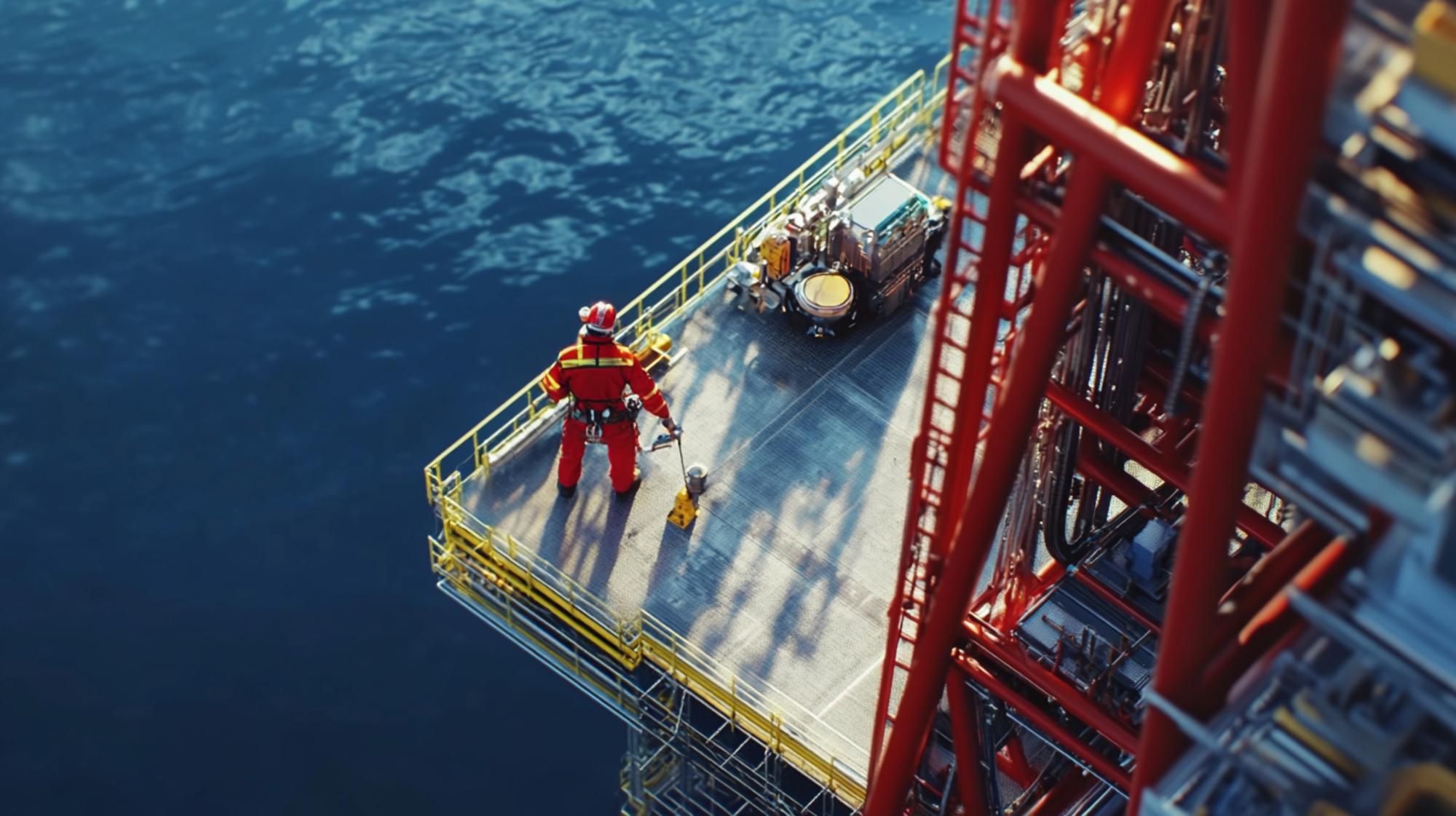 Fotografia impressionante de uma vasta plataforma offshore