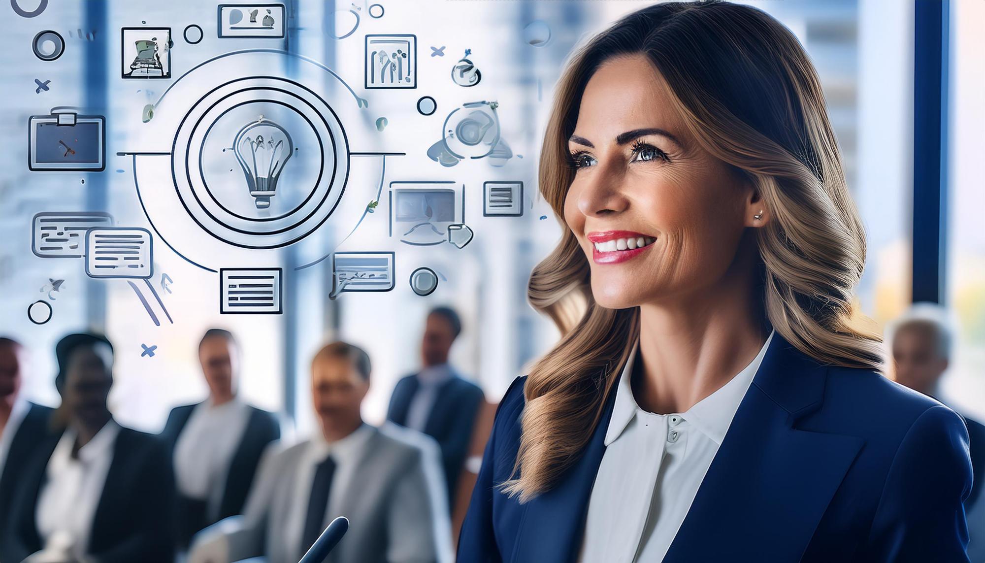 um líder de negócios inspirador a falar numa conferência