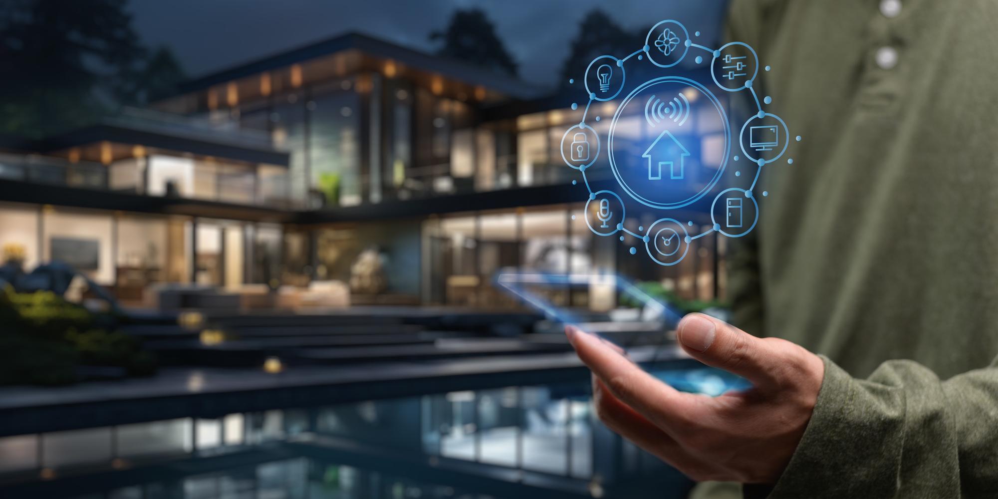 interface futurista de assistente de automação doméstica inteligente em uma tela virtual